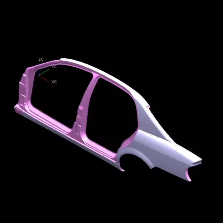 Stanzform für rechte Seitenverkleidung im Automobilbereich